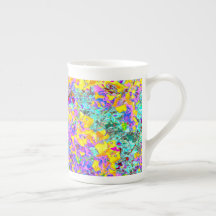 Vibrant Abstract Art Mug – Turquoise Yellow Magent