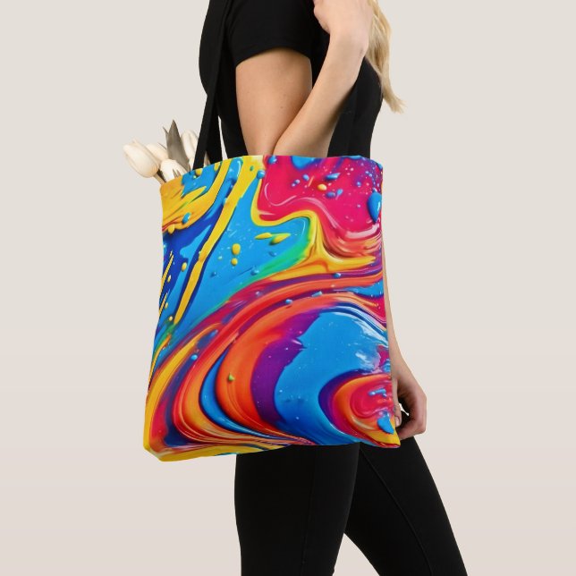 Vibrant Abstract Art Tote Bag (Close Up)