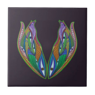Vibrant Abstract Artwork- Visionary Psychedelic Tile