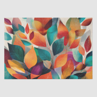Vibrant Abstract Autumn Leaves Tissue Paper