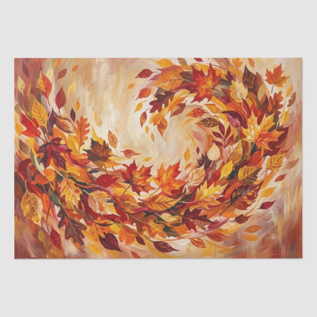 Vibrant Abstract Autumn Leaves Tissue Paper (Front)