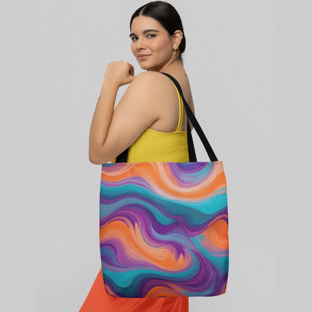 Vibrant abstract background with swirling waves tote bag (Creator Uploaded)
