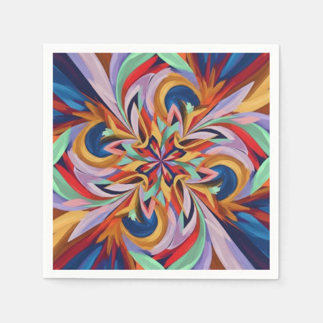  Vibrant Abstract Bloom - Colourful Wall Art Napkin (Front)