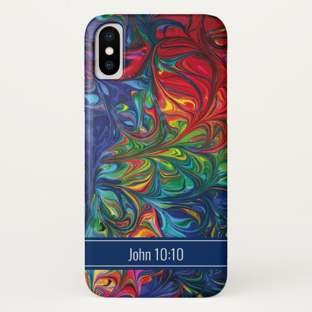 Vibrant Abstract Blue Scripture Personalised Case-Mate iPhone Case (Back)