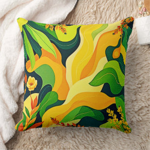 Vibrant Abstract Botanical Art Cushion