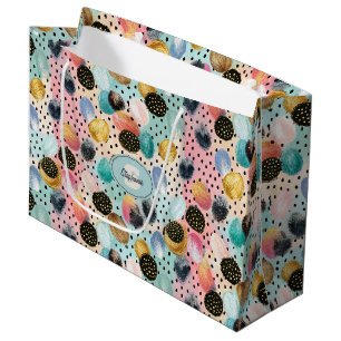 Vibrant Abstract Brushstroke & Polka Dot Pattern Large Gift Bag