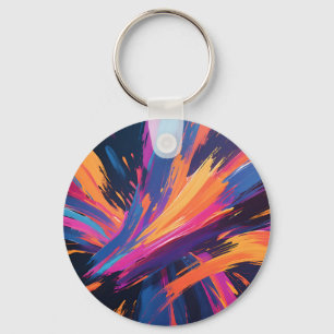 Vibrant Abstract Brushstrokes Colour Explosion Key Ring