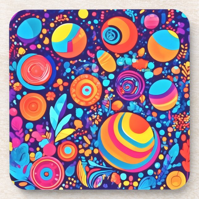 Vibrant Abstract Bubble Universe Coaster (Front)