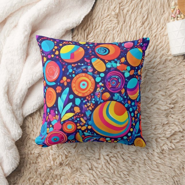 Vibrant Abstract Bubble Universe Cushion (Blanket)