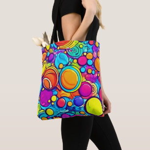 Vibrant Abstract Bubbles Artwork Tote Bag