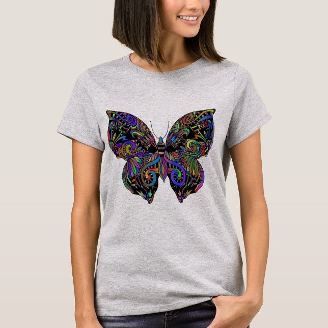 Vibrant Abstract Butterfly Design T-Shirt (Front)