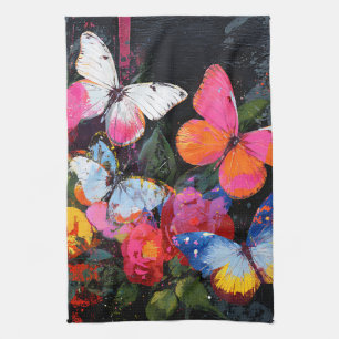 Vibrant Abstract Butterfly Flight (10) Tea Towel