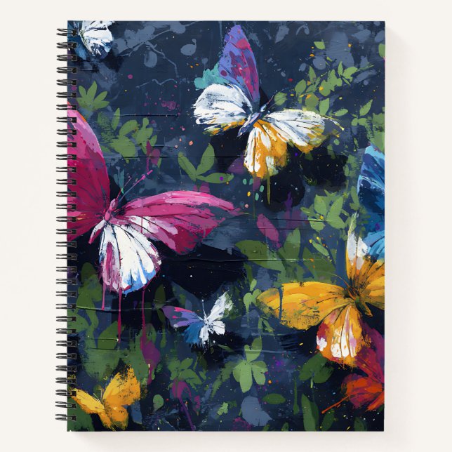 Vibrant Abstract Butterfly Flight (1) Notebook (Front)