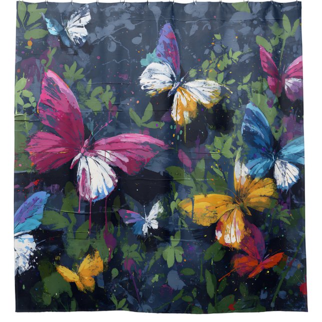 Vibrant Abstract Butterfly Flight (1) Shower Curtain (Front)