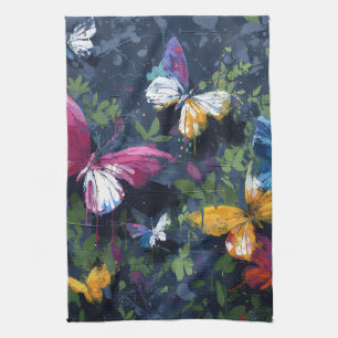 Vibrant Abstract Butterfly Flight (1) Tea Towel