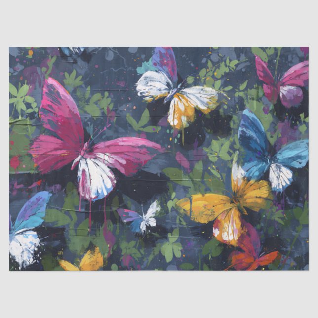 Vibrant Abstract Butterfly Flight (1) Tissue Paper (Front)