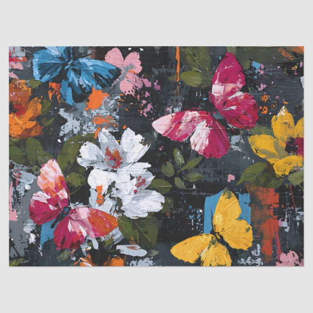 Vibrant Abstract Butterfly Flight (2) Tissue Paper (Front)
