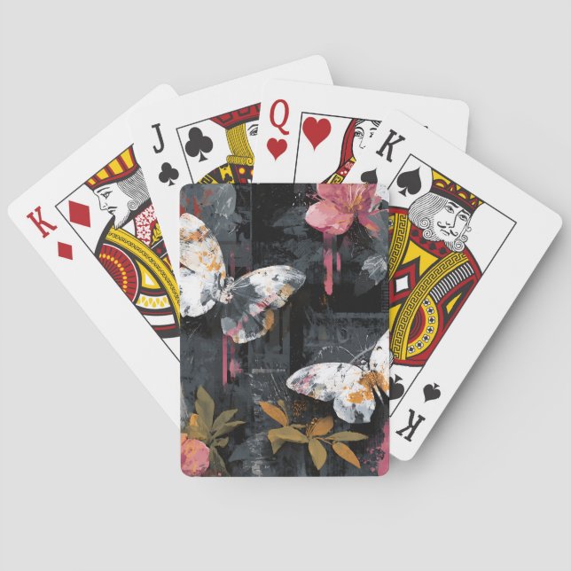 Vibrant Abstract Butterfly Flight (3) Playing Cards (Back)