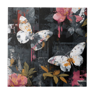 Vibrant Abstract Butterfly Flight (3) Tile