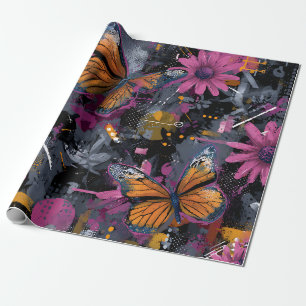 Vibrant Abstract Butterfly Flight (4) Wrapping Paper
