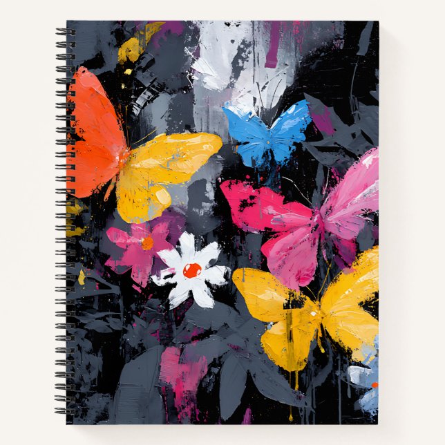 Vibrant Abstract Butterfly Flight (5) Notebook (Front)
