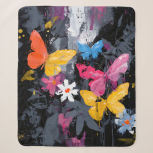 Vibrant Abstract Butterfly Flight (5) Sherpa Blanket