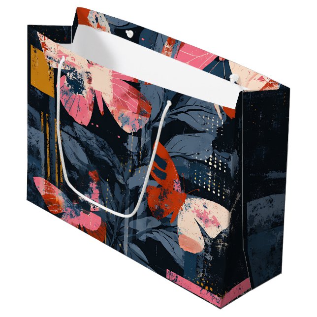 Vibrant Abstract Butterfly Flight (6) Large Gift Bag (Front Angled)