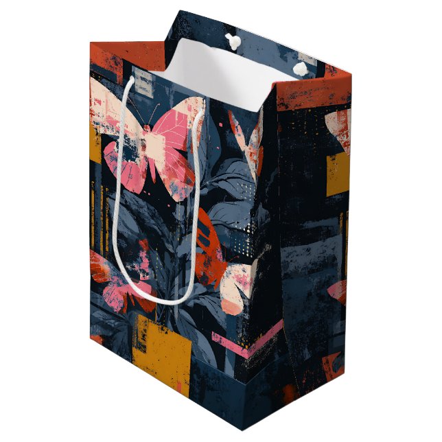 Vibrant Abstract Butterfly Flight (6) Medium Gift Bag (Front Angled)