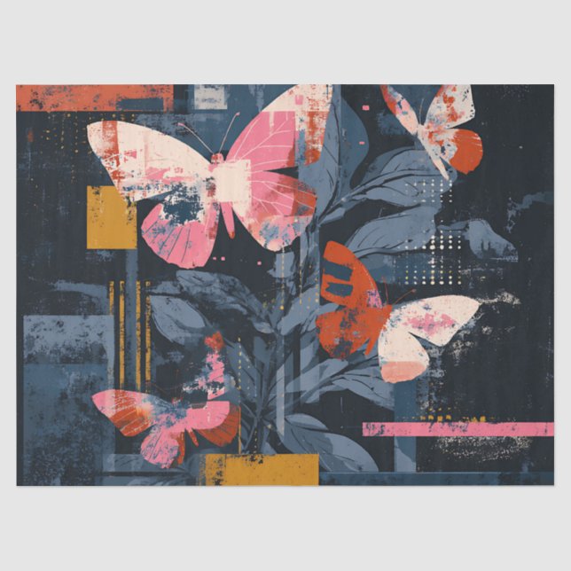 Vibrant Abstract Butterfly Flight (6) Tissue Paper (Front)