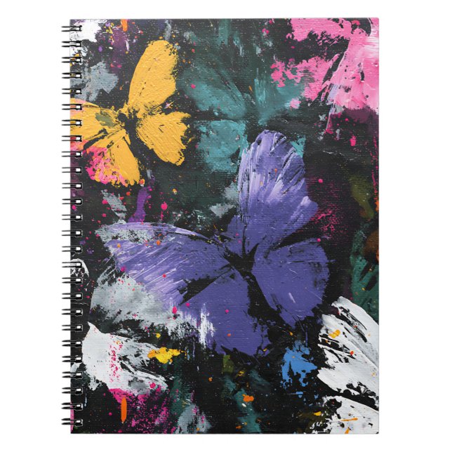 Vibrant Abstract Butterfly Flight (7) Notebook (Front)