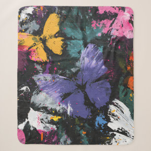 Vibrant Abstract Butterfly Flight (7) Sherpa Blanket