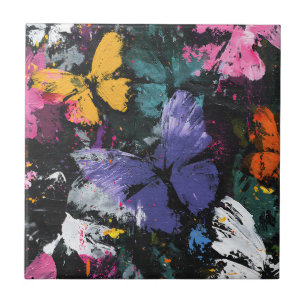 Vibrant Abstract Butterfly Flight (7) Tile