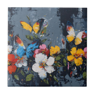 Vibrant Abstract Butterfly Flight (8) Tile