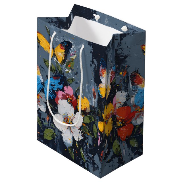 Vibrant Abstract Butterfly Flight (9) Medium Gift Bag (Front Angled)