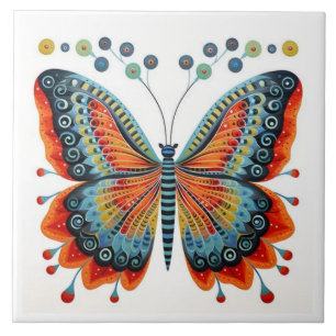 Vibrant abstract butterfly tile