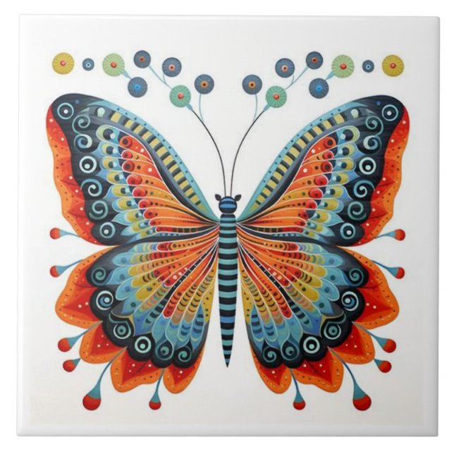 Vibrant abstract butterfly tile (Front)