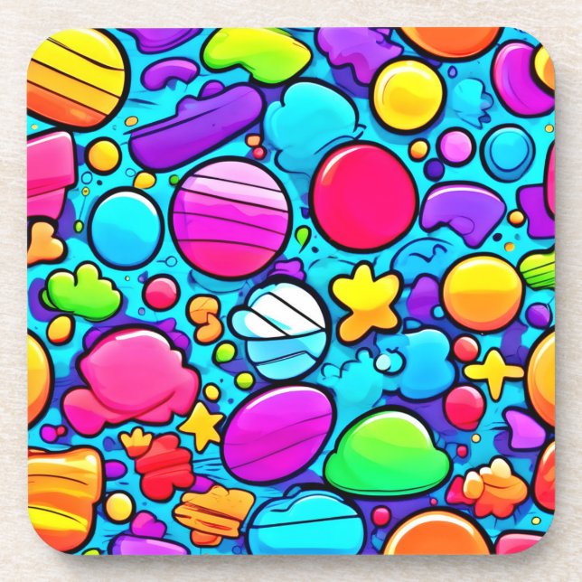 Vibrant Abstract Candyland Coaster (Front)