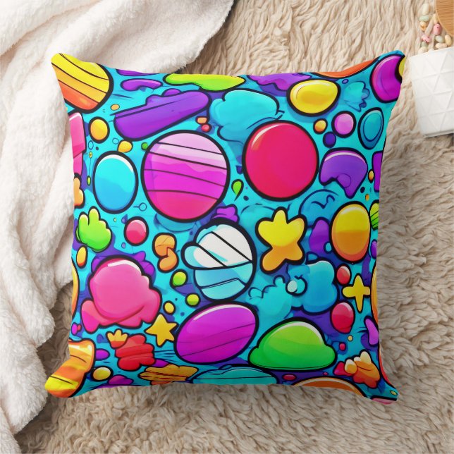 Vibrant Abstract Candyland Cushion (Blanket)