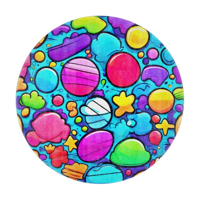 Vibrant Abstract Candyland Cutting Board (Front)