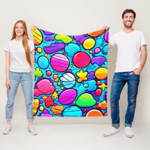 Vibrant Abstract Candyland Fleece Blanket