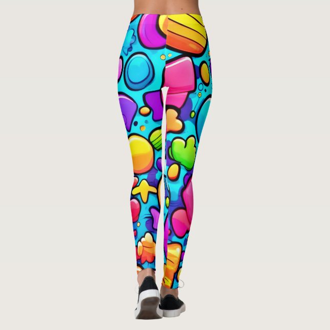 Vibrant Abstract Candyland Leggings (Back)