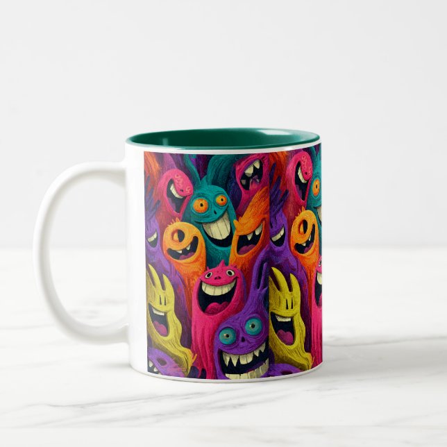 Vibrant Abstract Cartoon Creature Mug (Left)