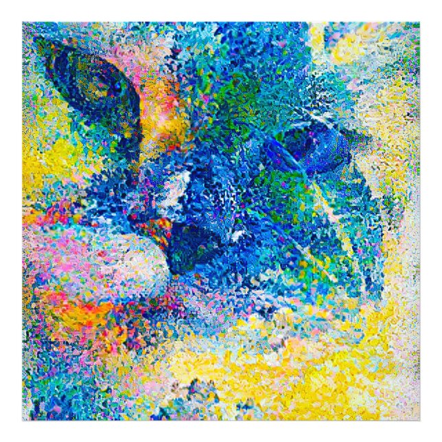 Vibrant Abstract Cat Art Print (Front)