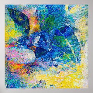 Vibrant Abstract Cat Art Print