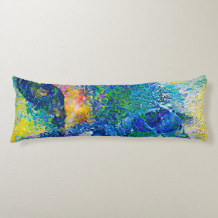 Vibrant Abstract Cat Art Print Body Cushion