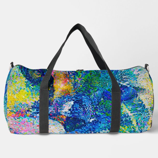 Vibrant Abstract Cat Art Print Duffle Bag (Front)