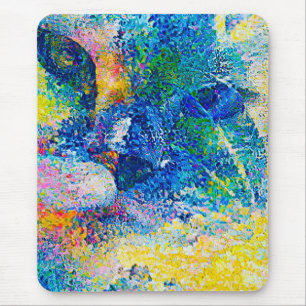 Vibrant Abstract Cat Art Print Mouse Mat