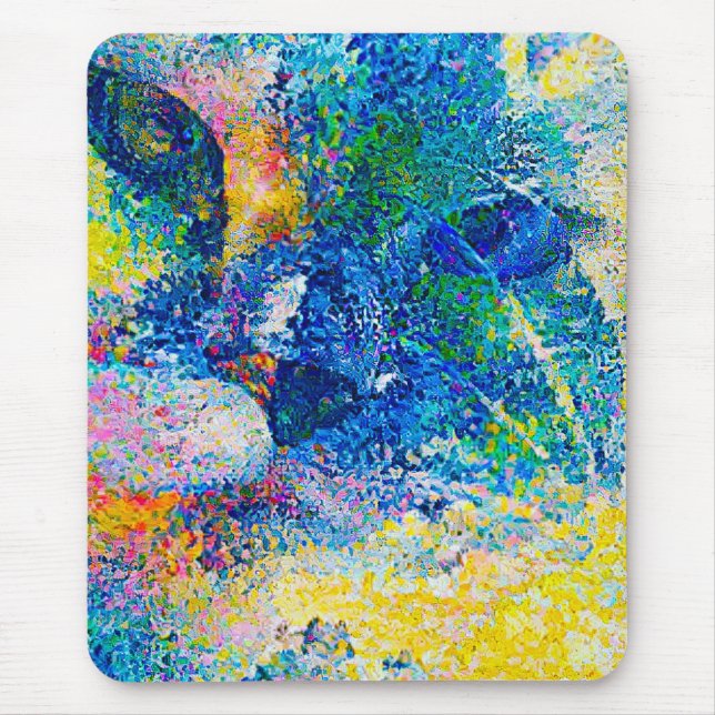 Vibrant Abstract Cat Art Print Mouse Mat (Front)