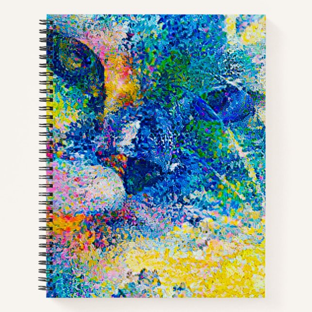 Vibrant Abstract Cat Art Print Notebook (Front)