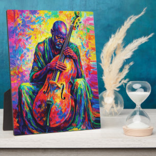 Vibrant Abstract Cellist Musician Rainbow Colours Plaque